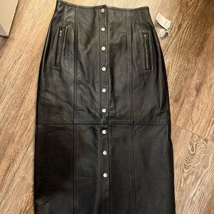 Vintage Spiegal Midi leather skirt new with tags